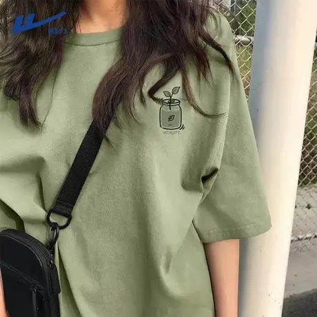 回力短袖t恤女2025新款夏季大码女装胖mm纯棉显瘦衣服休闲半袖女A商品大图