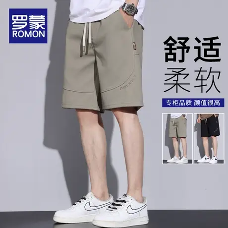 罗蒙休闲短裤男夏季薄款潮牌速干运动针织卫裤男士宽松五分中裤子商品大图
