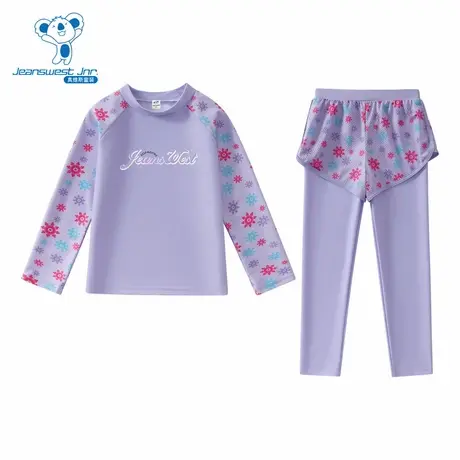 PV真维斯女童装 2025秋季新款卡通花朵字母印花时尚女童套装泳衣图片