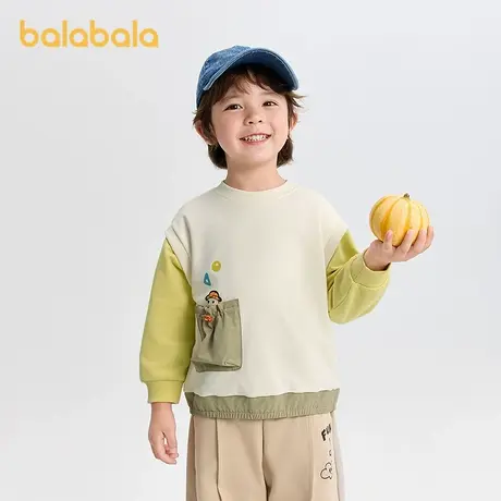 巴拉巴拉balaOne宝宝卫衣假两件上衣长袖2025新款男童秋装拼色潮图片