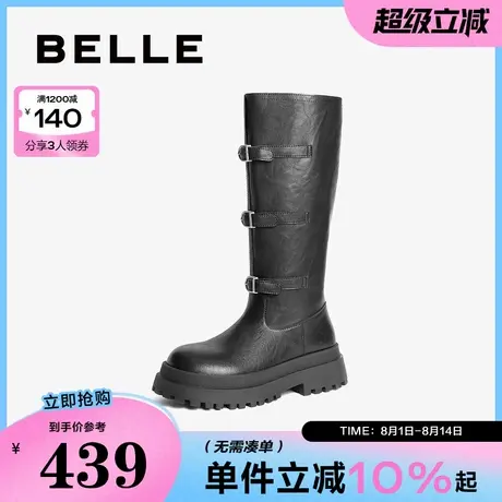 百丽女靴子英伦风骑士靴冬季新款增厚底长筒靴长靴D4H1DDG4商品大图