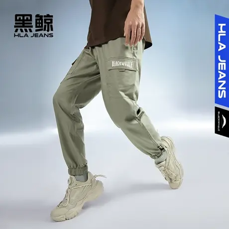 黑鲸HLAJEANS海澜之家旗下潮牌大口袋束脚休闲裤男工装裤九分裤图片