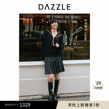 DAZZLE地素 毛针织衫2024冬季新款女装海军风四季针织毛衫长袖商品大图
