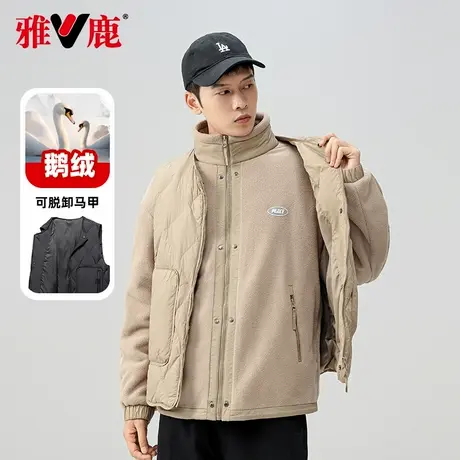 雅鹿摇粒绒男士羽绒服冬季25新款加厚夹克男装颗粒绒外套男商品大图