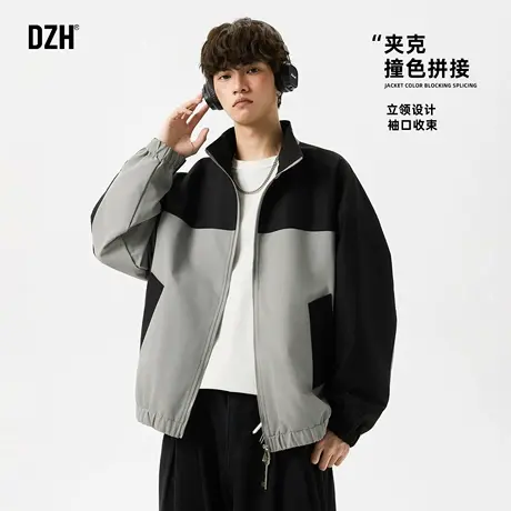 男士灰色立领夹克男款2025新款户外冲锋衣春秋款休闲上衣开衫潮牌图片
