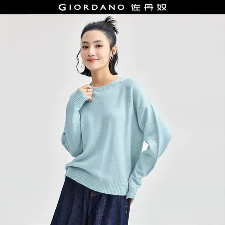 佐丹奴针织衫女装织带勾线圆领毛织套头针织衫 18354505商品大图