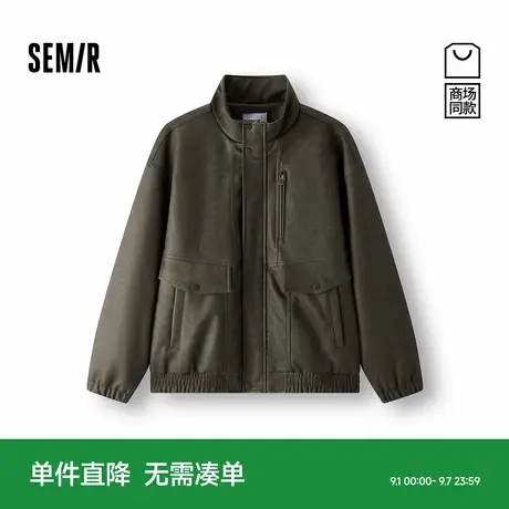 商场同款|森马夹克男冬季PU仿皮衣2025新款潮酷复古机车夹棉外套商品大图