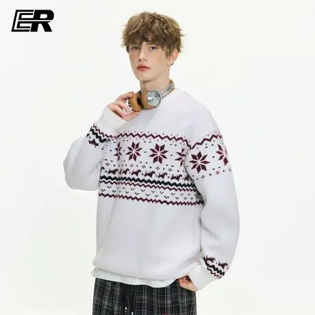 ER费尔岛圆领套头针织衫毛衣秋冬季新款慵懒风高级感宽松学生上衣商品大图