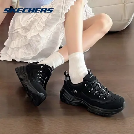 Skechers斯凯奇女鞋2025经典熊猫鞋纯黑色老爹鞋厚底休闲鞋运动鞋商品大图