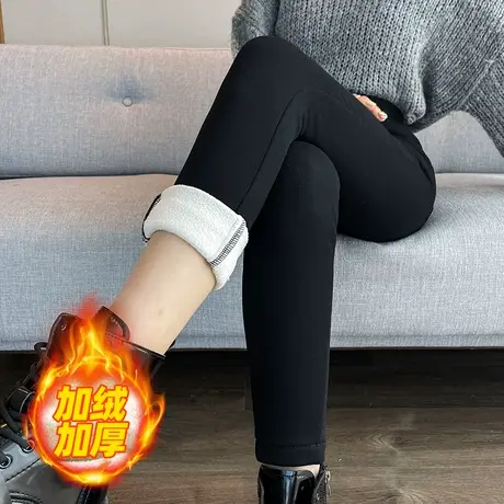 外穿黑色打底裤女冬季2023新款加绒紧身高弹铅笔黑裤魔术小脚裤子图片