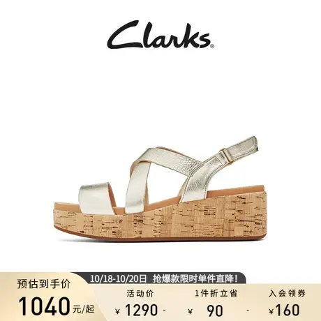 Clarks其乐女士凯弥系列坡跟厚底时髦凉鞋亲和触感交叉带凉鞋女商品大图