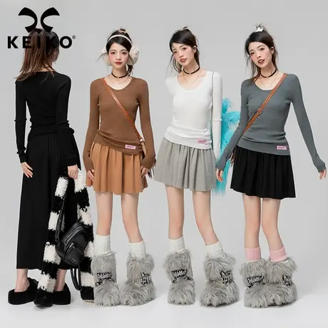 KEIKO 精纺无缝一体成型针织羊毛衫秋冬韩版修身外穿内搭打底毛衣图片