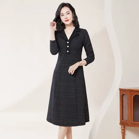 爱朴【直播专享】气质大码胖mm法式千鸟格显瘦新款连衣裙商品大图