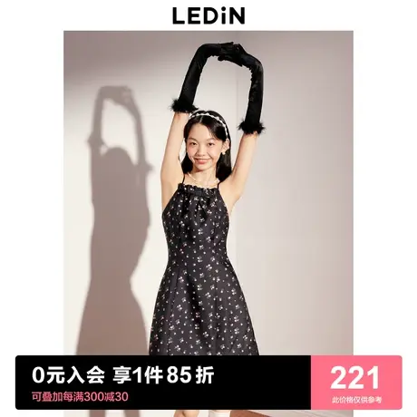 乐町名媛挂脖连衣裙23年初秋新款碎花裙女轻礼服内搭裙吊带连衣裙商品大图