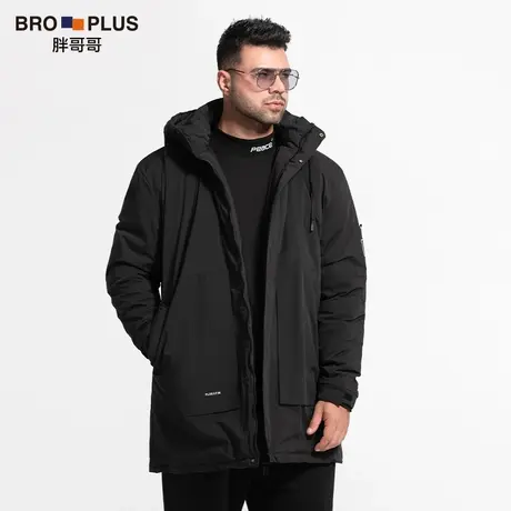胖哥哥男士羽绒服大码中长款白鸭绒连帽外套男装加肥加大冬季厚款商品大图