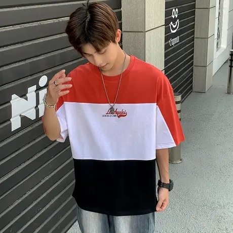 青少年短袖t恤男2023新款夏季初中高中学生帅气男装大童半袖夏装商品大图