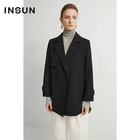 恩裳奥莱春季翻领一粒扣轻盈中空纱系带风衣外套图片