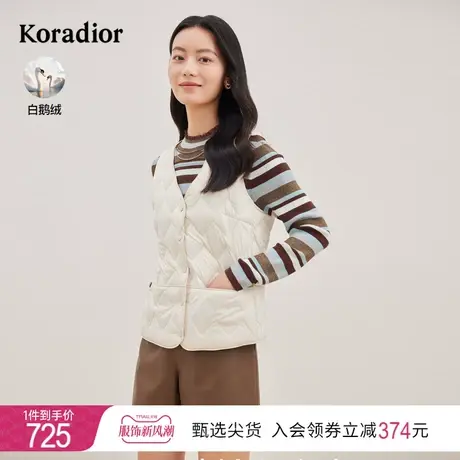珂莱蒂尔女装2023秋冬新款通勤百搭轻薄短款白鹅绒羽绒背心外套图片