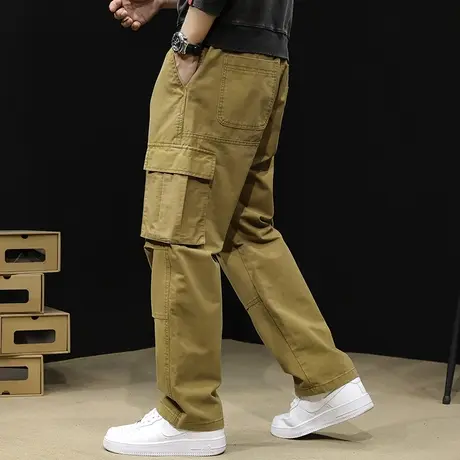 直筒休闲裤男2023新款潮牌宽松大码男士多袋工装裤子春秋阔腿男裤商品大图