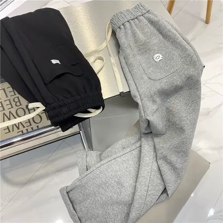 加绒加厚阔腿休闲裤女秋冬季韩版百搭宽松高腰运动直筒长裤ins潮商品大图