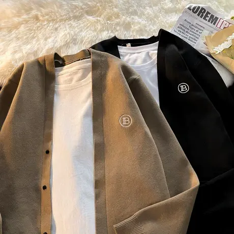 日系复古毛衣外套男款春秋季加厚宽松开衫线衣百搭潮牌痞帅针织衫商品大图