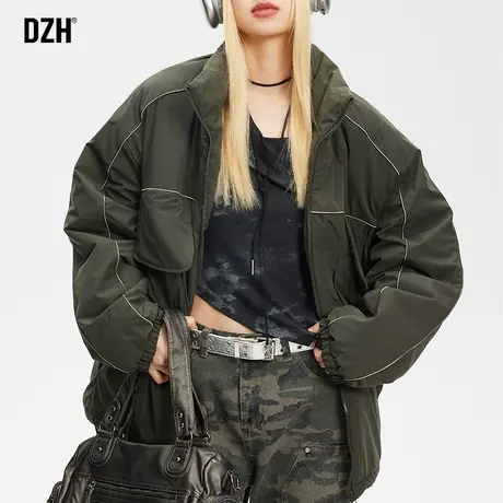 男士无性别军绿色工装棉服男潮牌冬季2024新款加厚棉衣外套防寒服商品大图