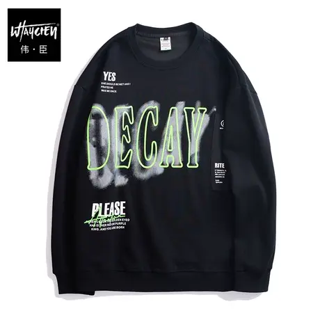 伟臣潮牌大码男装秋冬圆领套头卫衣男胖子加肥加大宽松印花长袖男商品大图