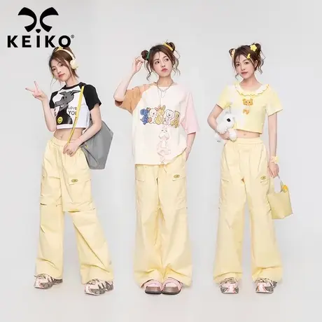 高腰工装风黄色直筒裤女薄款2024早春宽松显瘦阔腿休闲裤长裤子潮商品大图