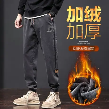 冬天男士保暖加绒加厚休闲裤子2024秋冬新款束脚防风冲锋工装冬季商品大图