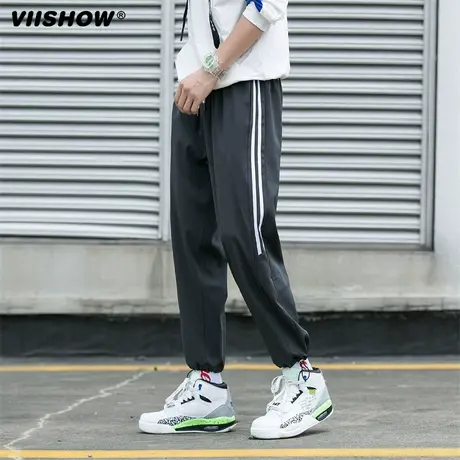 VIISHOW冬季男士裤子休闲长裤潮牌厚款裤宽松束脚九分工装运动裤商品大图
