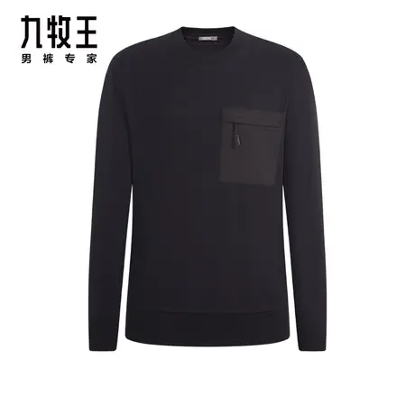 [时尚休闲]九牧王男装HT1C10227卫衣24春季简约百搭圆领长袖T恤图片