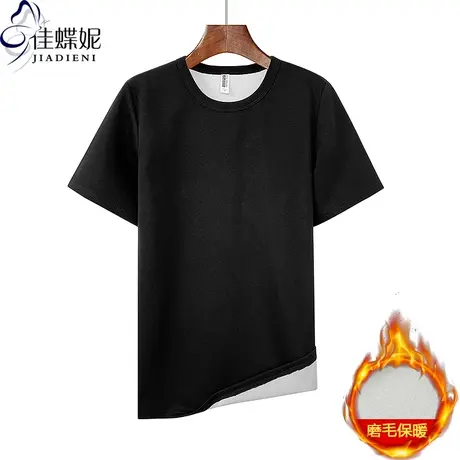 早春圆领卫衣宽松大码中长款纯棉上衣女打底衫大版体恤短袖加厚商品大图