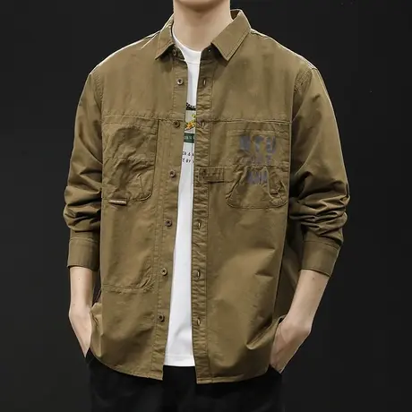 衬衫男长袖春季2024新款男装大码男士衬衣外套上衣休闲夹克春秋款商品大图