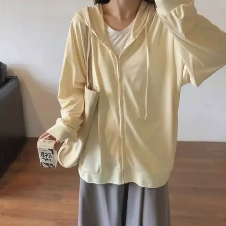 拉链防晒衣外套女2023新款夏季薄款宽松透气防紫外线连帽开衫上衣图片