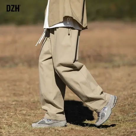 男生卡其色裤子男直筒工装裤男款春季男裤阔腿长裤休闲裤2024新款商品大图