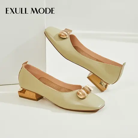 exull/依思Q粗跟女鞋2024年春秋季新款新潮饰品单鞋英伦风女子鞋商品大图