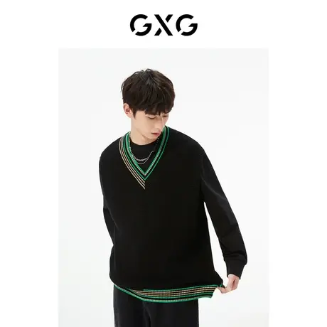 GXG男装 商场同款黑色背心时尚撞色 22年秋季新品城市户外系列图片