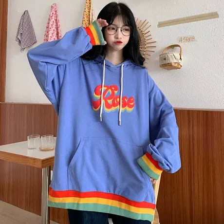 waitmore连帽卫衣女春秋薄款宽松韩版bf慵懒风上衣盐系外套潮ins商品大图