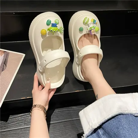 可爱卡通包头踩屎感拖鞋女夏季2023新款厚底洞洞鞋防滑外穿凉拖鞋商品大图