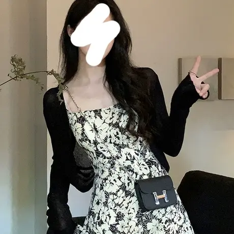 防晒衣开衫外套女薄款披肩外搭冰丝坎肩配吊带裙夏季罩衫针织上衣图片