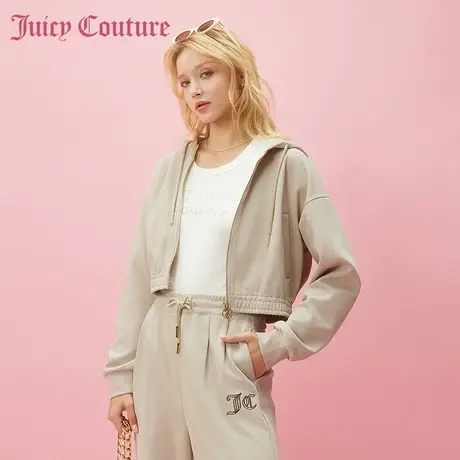 Juicy Couture橘滋2024早春日穿搭新款刺绣印花烫钻连帽女士外套图片
