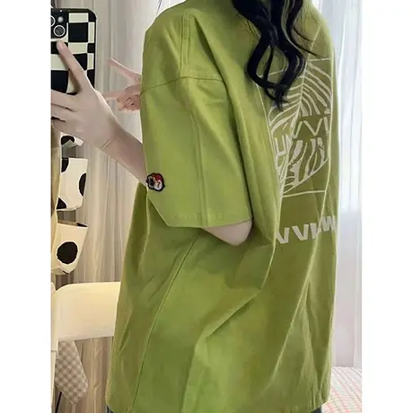 韩版复古设计感短袖T恤女夏季大码胖mm显瘦慵懒风高街上衣2-300斤商品大图