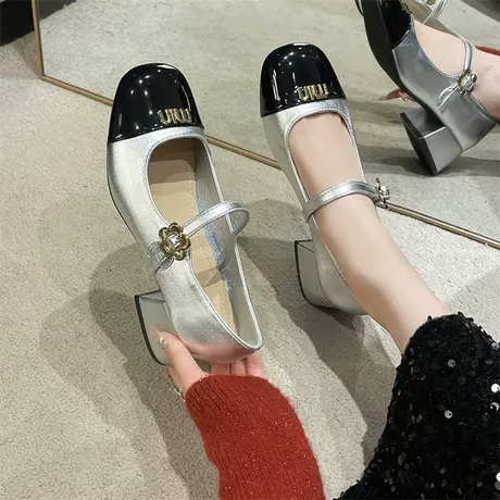 玛丽珍女鞋子2024新款粗跟中跟单鞋法式复古配裙子爆款ins小皮鞋商品大图