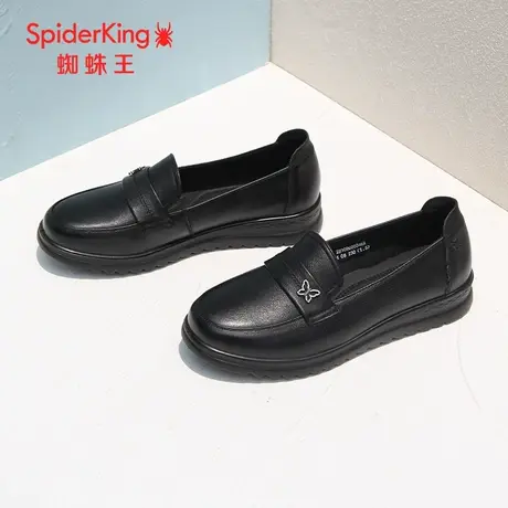 SPIDER KING/蜘蛛王女鞋真皮2023夏商场新款乐福鞋妈妈老人皮鞋女图片