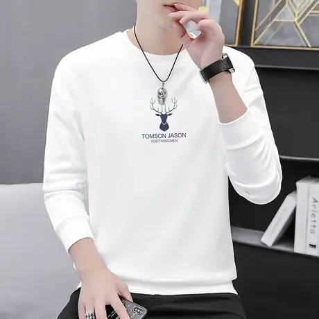 2023新款秋季卫衣男潮ins宽松潮流百搭秋冬加绒无帽圆领长袖t恤男商品大图