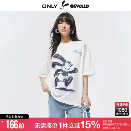 ONLY秋季迪士尼奥斯华联名印花宽松短袖T恤女|123201002图片
