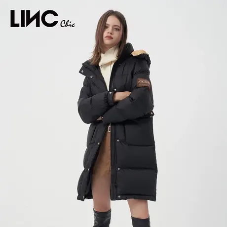 LINC金羽杰2023冬新款高充绒防护感中长款女款面包服加厚羽绒服女商品大图