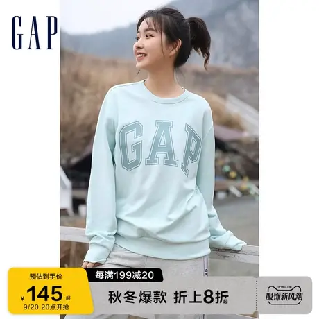 Gap男女装秋季新款LOGO美式复古圆领套头卫衣561835休闲运动上衣图片