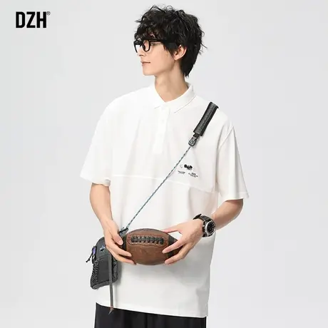 男士白色刺绣polo衫男短袖美式商务半袖t恤潮牌夏季上衣2023新款商品大图