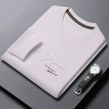 男装秋季上衣修身运动打底衫男士卫衣气质款长袖圆领图案t恤帅气商品大图